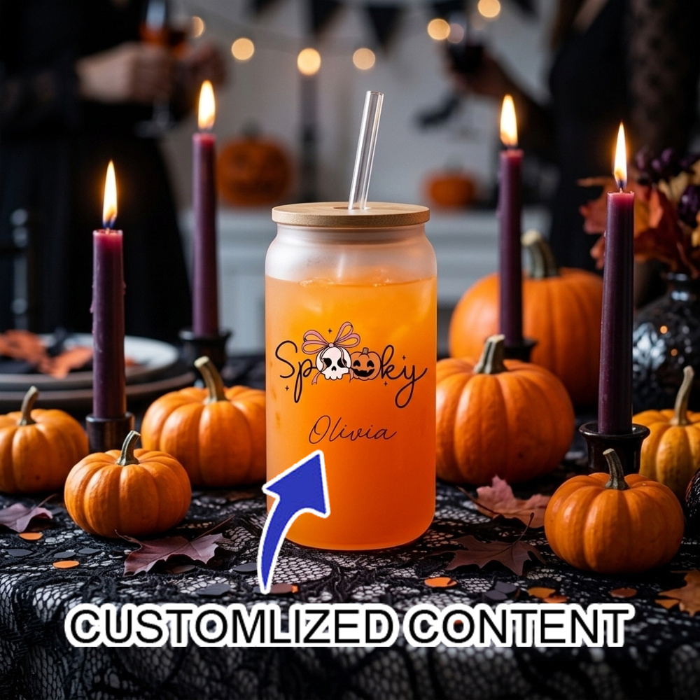 Coffee Equipment Names - Custom Name Spooky Halloween Glass Cup