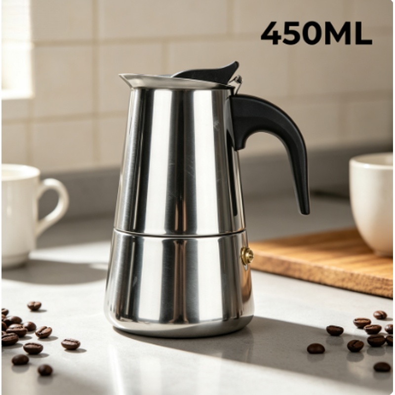 Quality Coffee Equipment - Multi-Cup Stainless Steel Moka Pot Stovetop