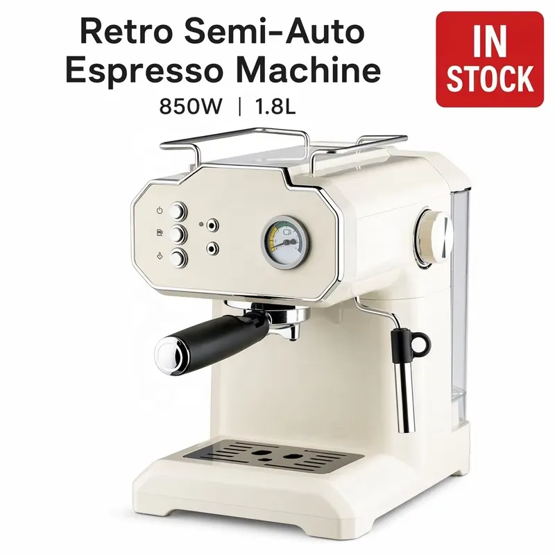 Pressure Gauge Espresso - Retro Semi Automatic Espresso Machine 850W