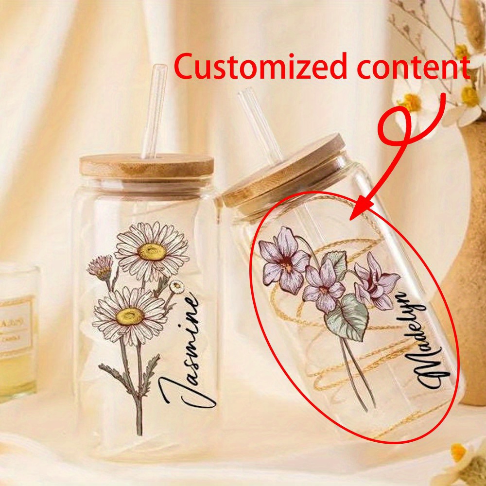 Coffee Equipment Names - Personalized Floral Daisy Glass Tumbler, Custom