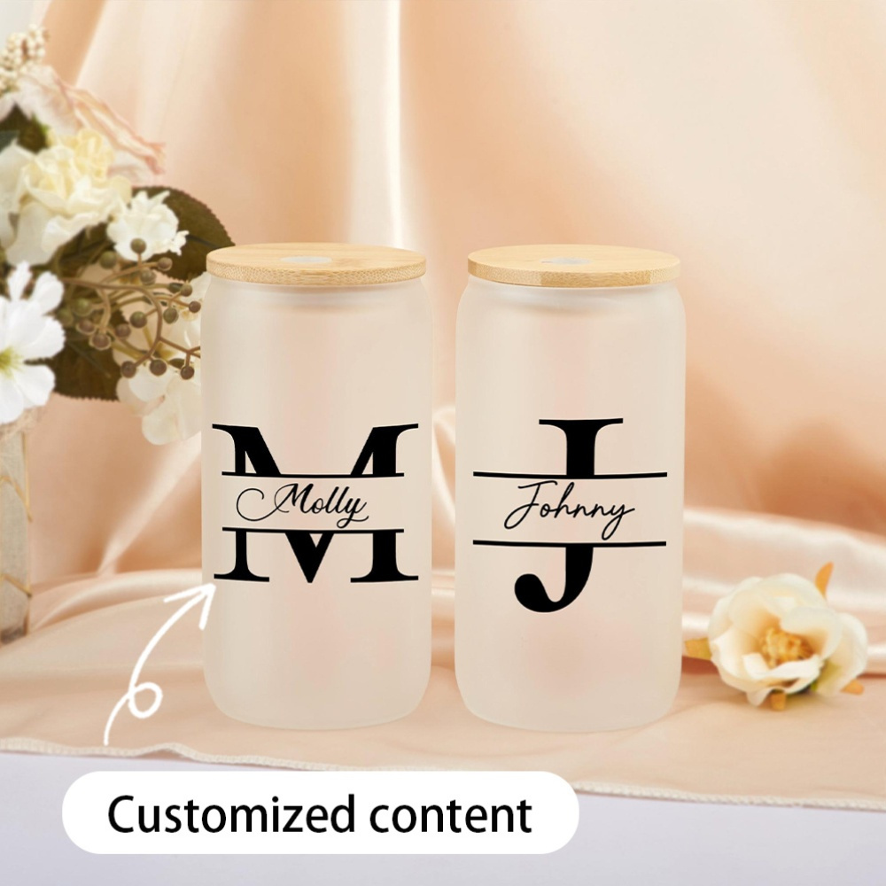 Coffee Equipment Names - Custom Initial Name Frosted Glass Can