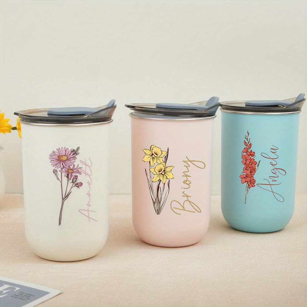 Coffee Equipment Names - Custom Birth Flower Stainless Steel Cup