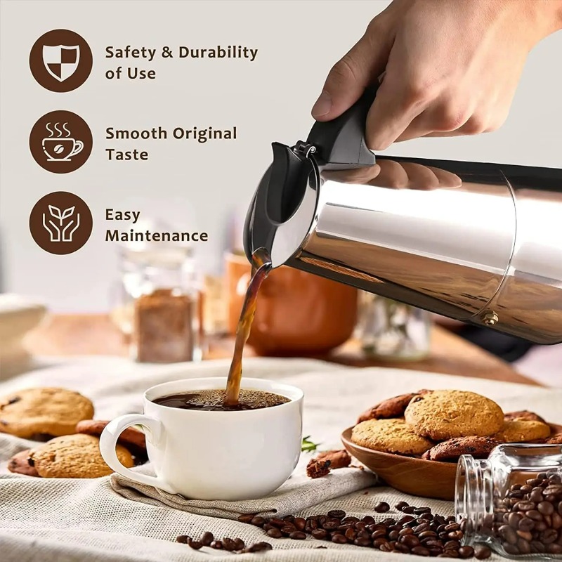 6 Cup Mocha Pot Stainless Stee - Quality Coffee Equipment review and price