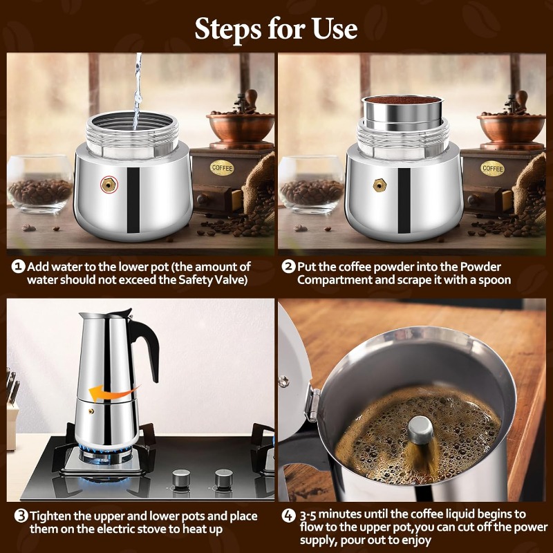 6 Cup Mocha Pot Stainless Stee - Quality Coffee Equipment review and price