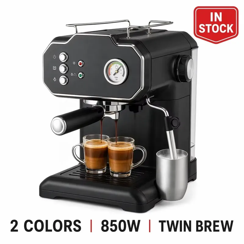 Retro Semi Automatic Espresso  - Pressure Gauge Espresso review and price