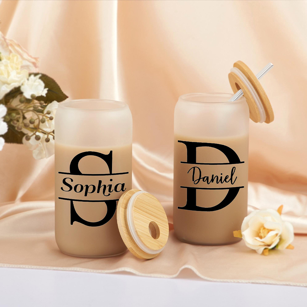 Custom Initial Name Frosted Gl - Coffee Equipment Names review and price