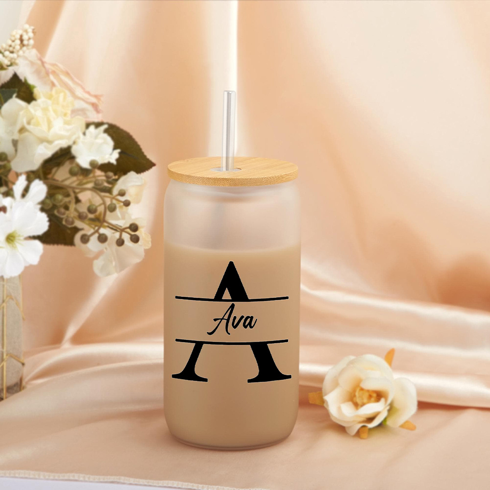 Custom Initial Name Frosted Gl - Coffee Equipment Names review and price